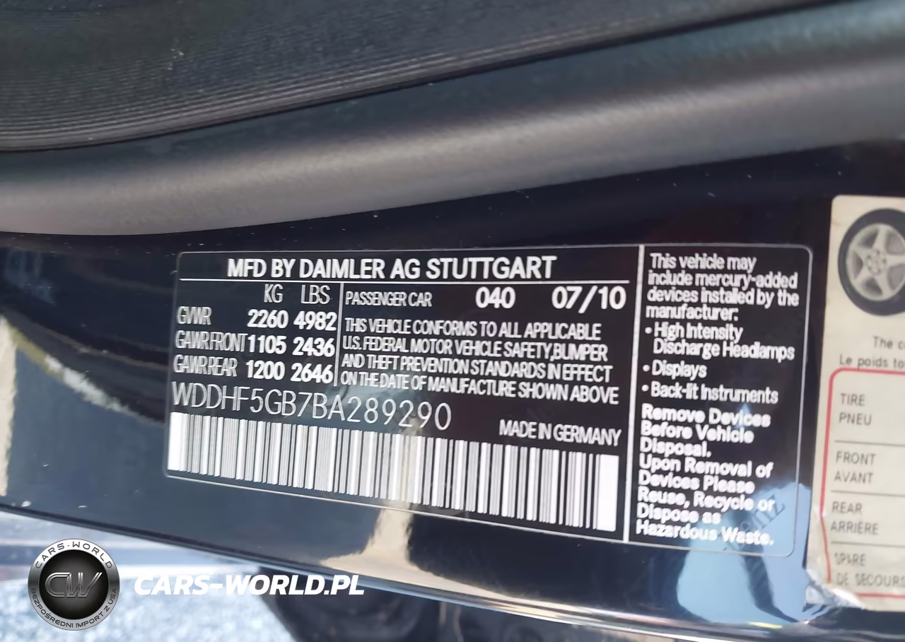 2011 Mercedes-Benz E 350 VIN:WDDHF5GB7BA289290 - 9