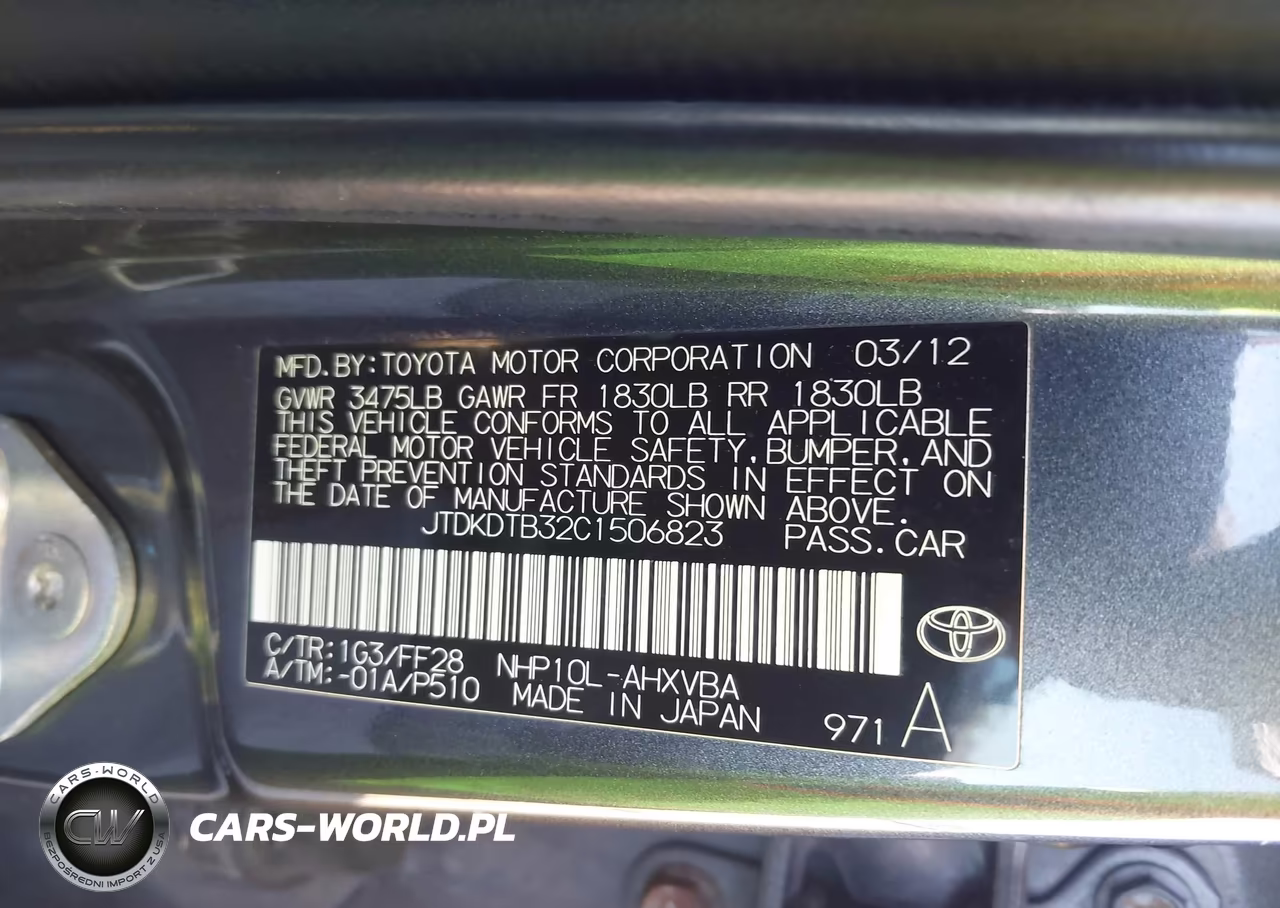2012 Toyota Prius C Two VIN:JTDKDTB32C1506823 - 9