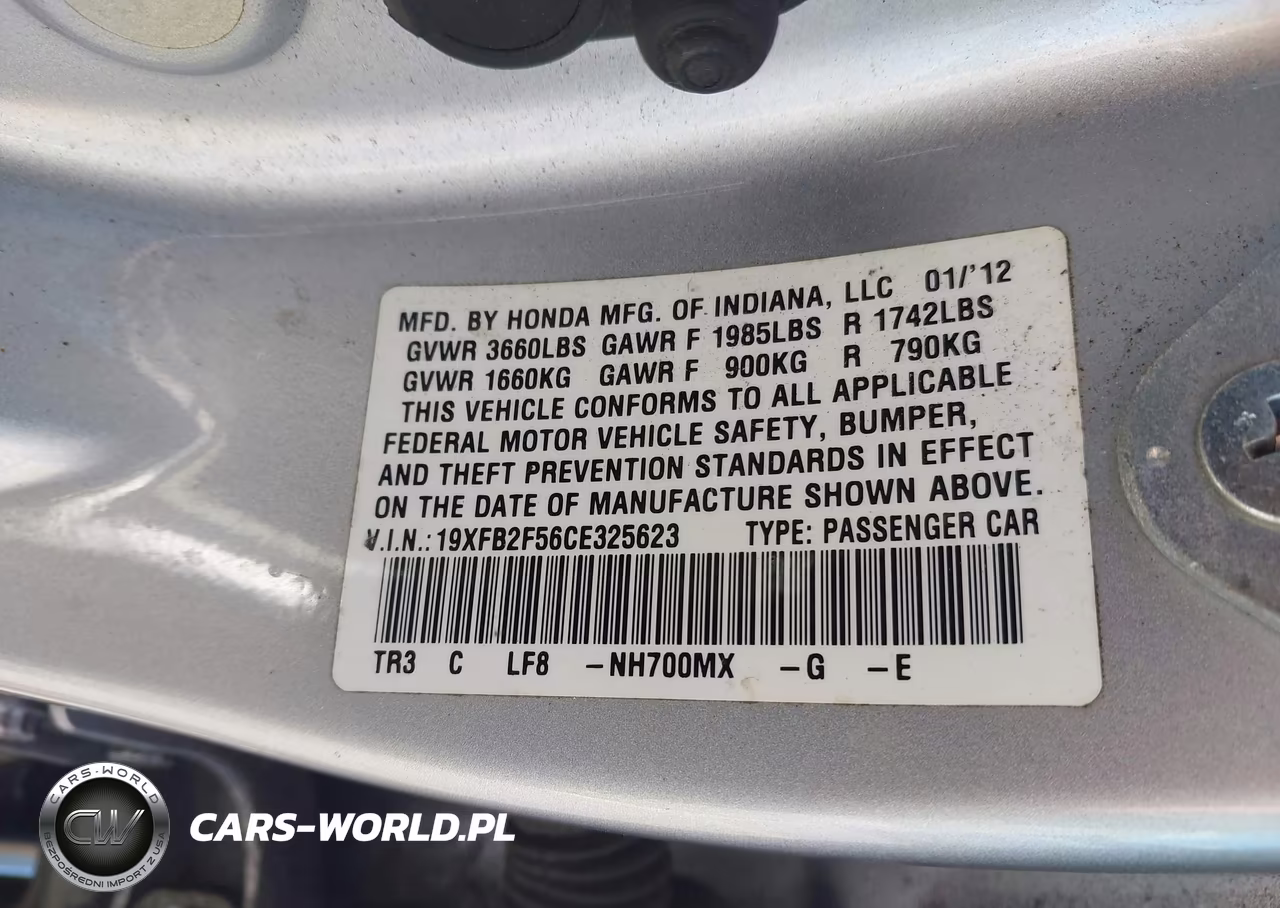 2012 Honda Civic Lx VIN:19XFB2F56CE325623 - 9