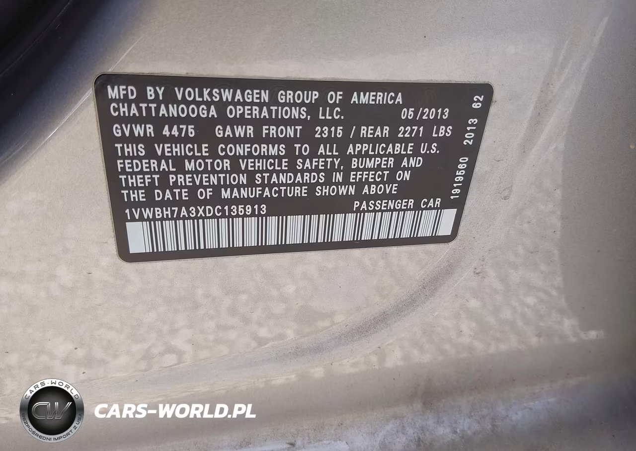 2013 Volkswagen Passat 2.5L Se VIN:1VWBH7A3XDC135913 - 9