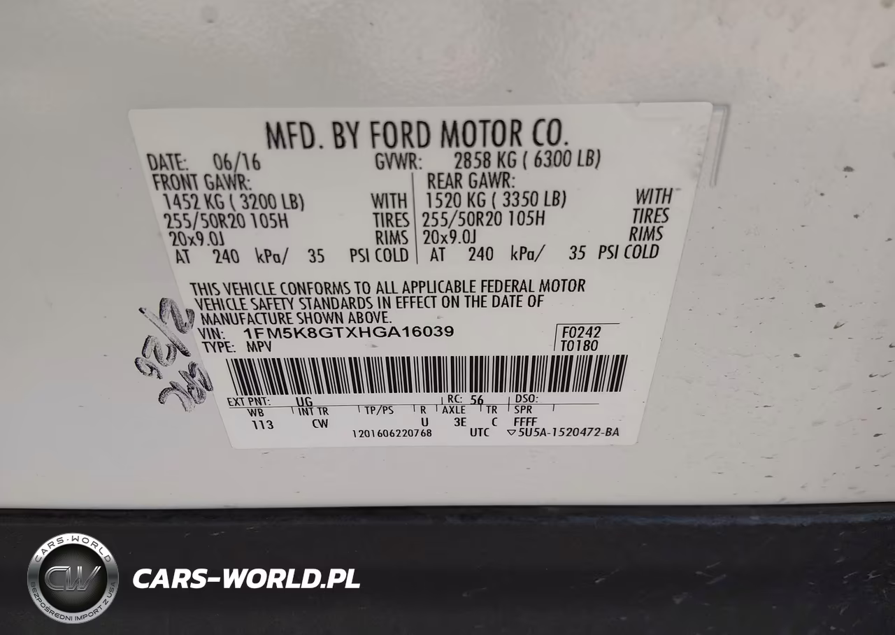 2017 FORD EXPLORER SPORT VIN:1FM5K8GTXHGA16039 - 9