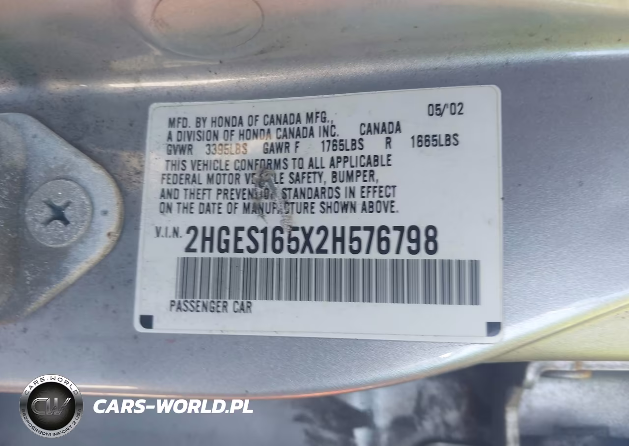 2002 Honda Civic Lx VIN:2HGES165X2H576798 - 9