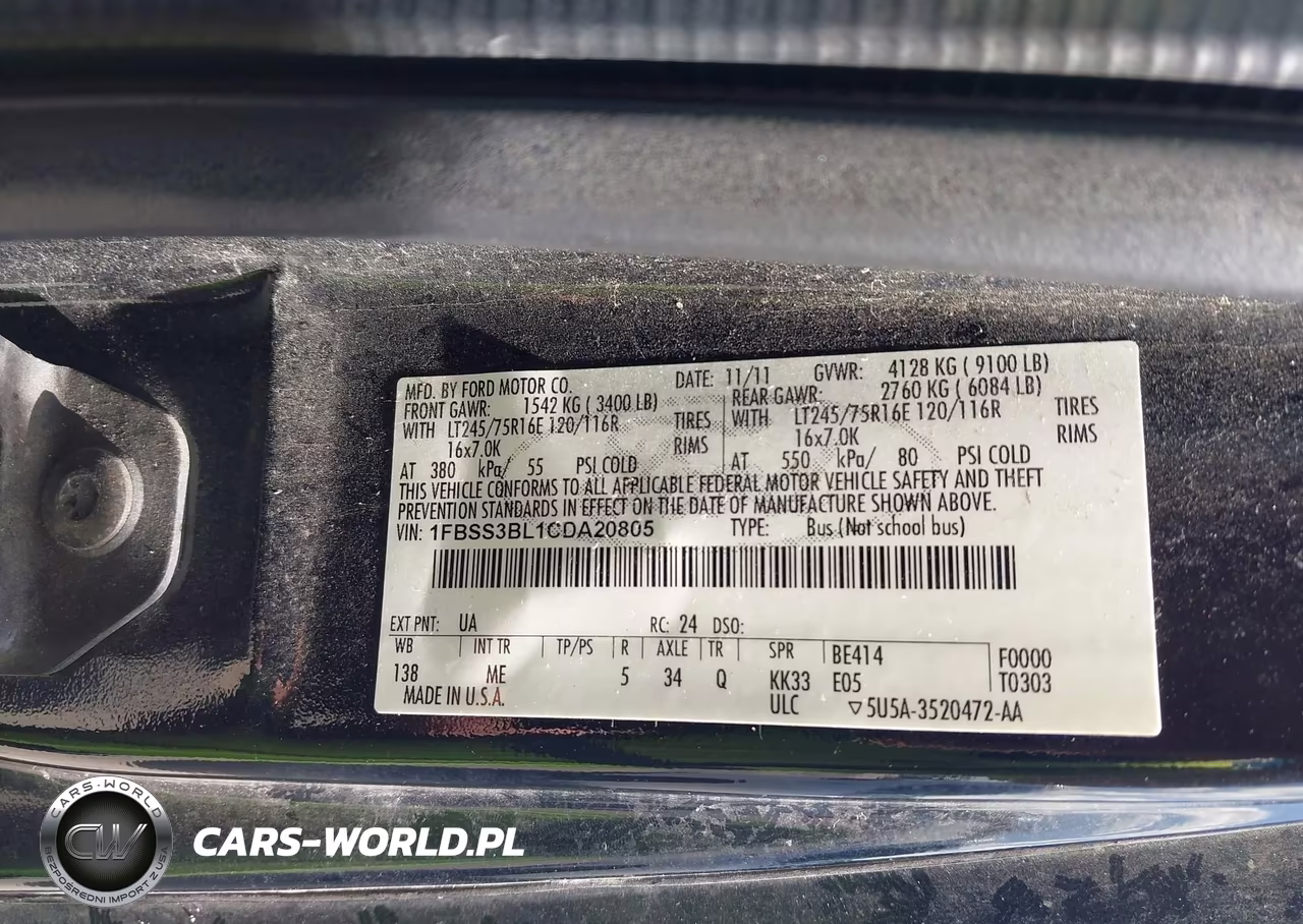 2012 Ford Econoline Wagon Xlt VIN:1FBSS3BL1CDA20805 - 9