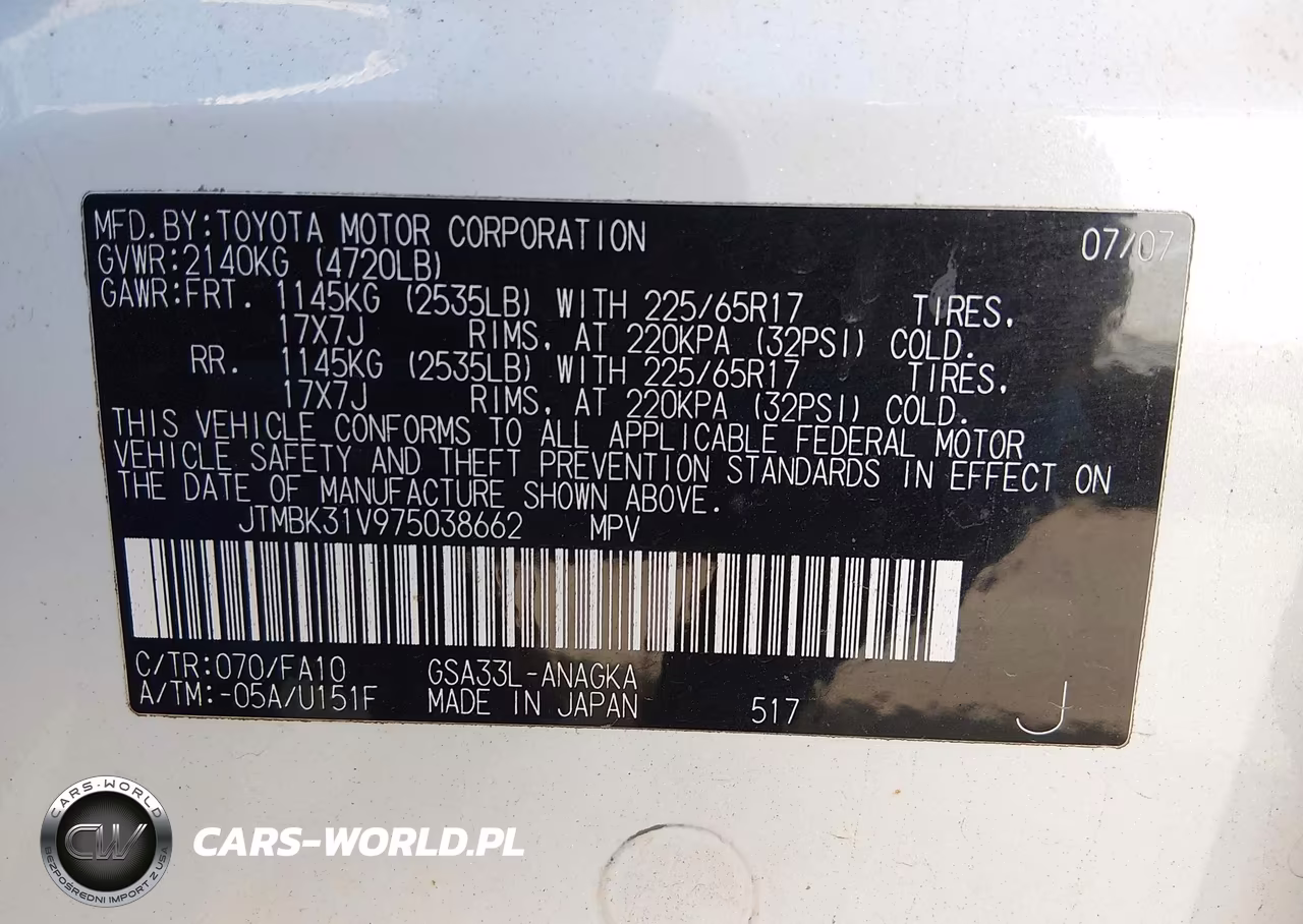 2007 Toyota Rav4 Limited V6 VIN:JTMBK31V975038662 - 9