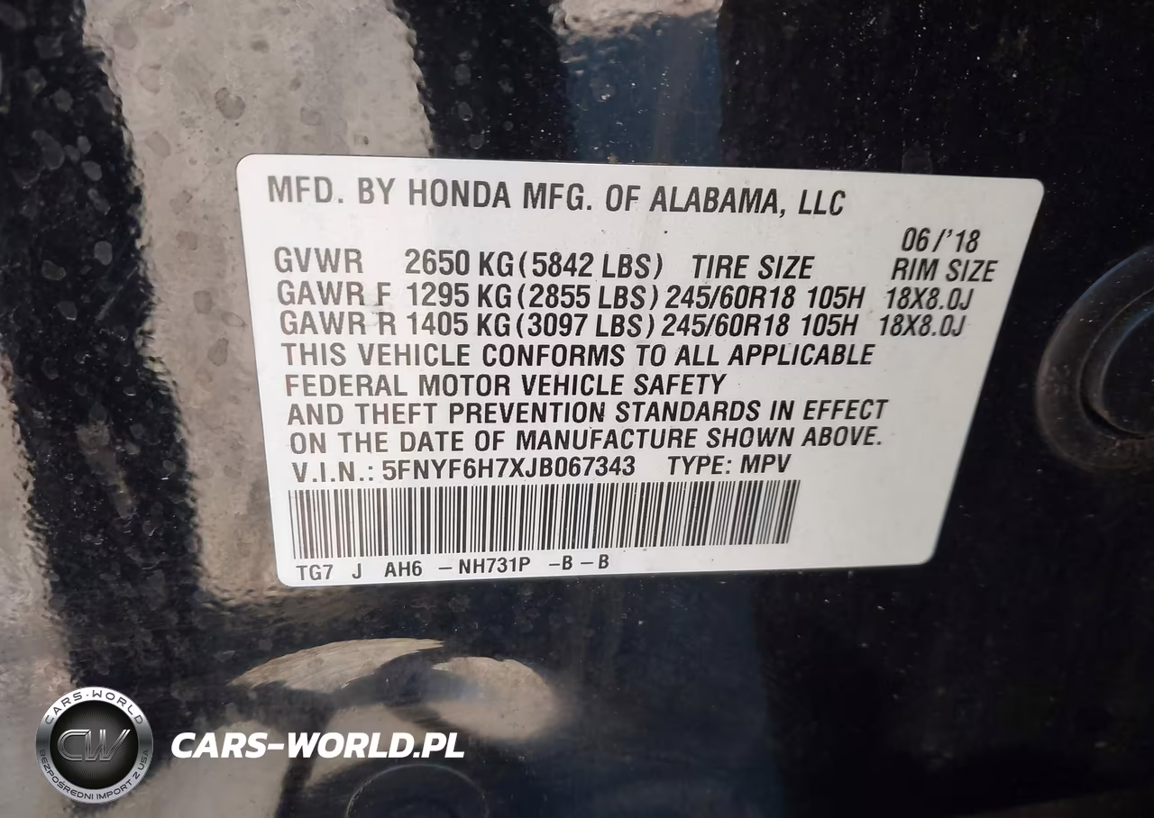 2018 Honda Pilot Ex-L VIN:5FNYF6H7XJB067343 - 9