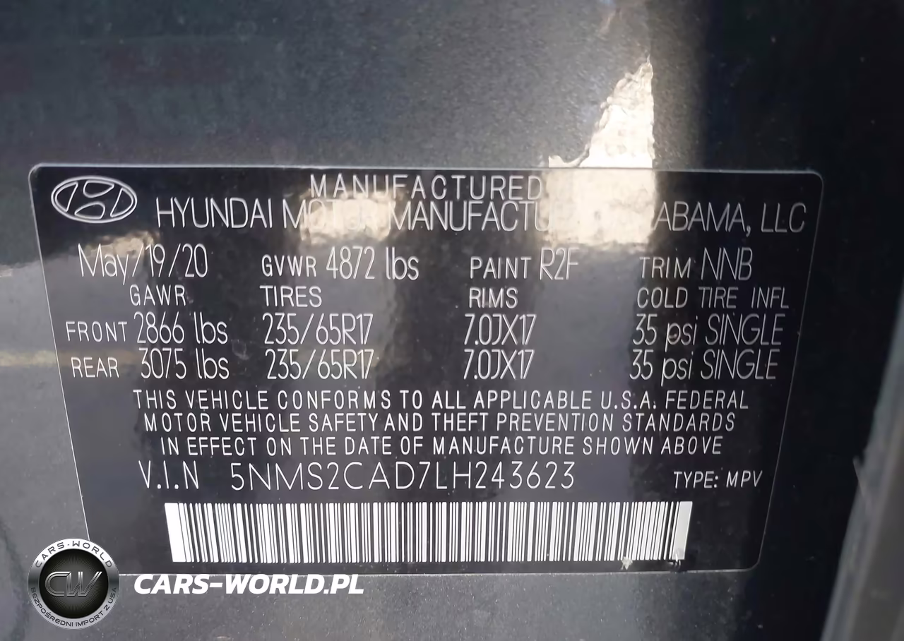 2020 Hyundai Santa Fe Se VIN:5NMS2CAD7LH243623 - 9