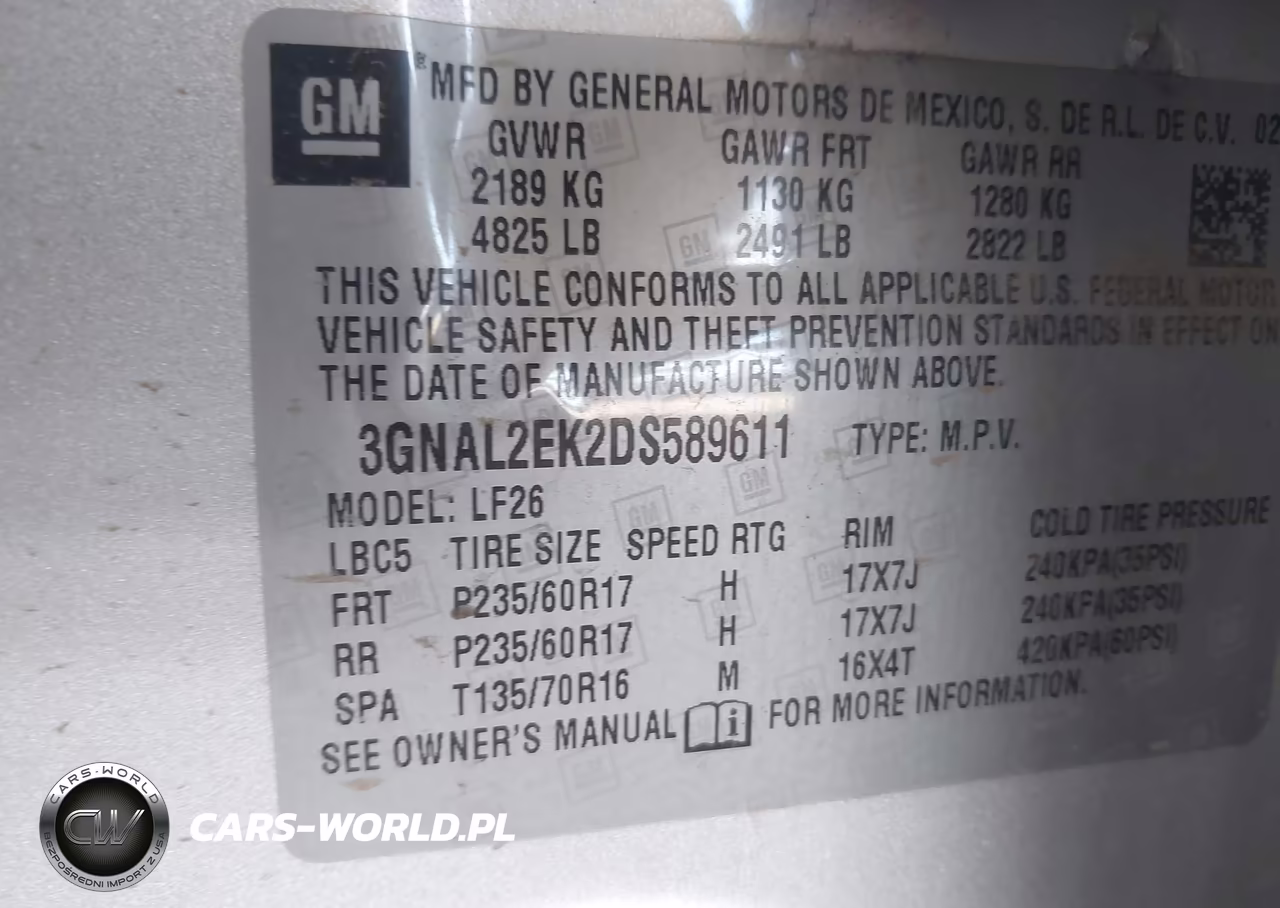 2013 Chevrolet Captiva Sport 2Ls VIN:3GNAL2EK2DS589611 - 9