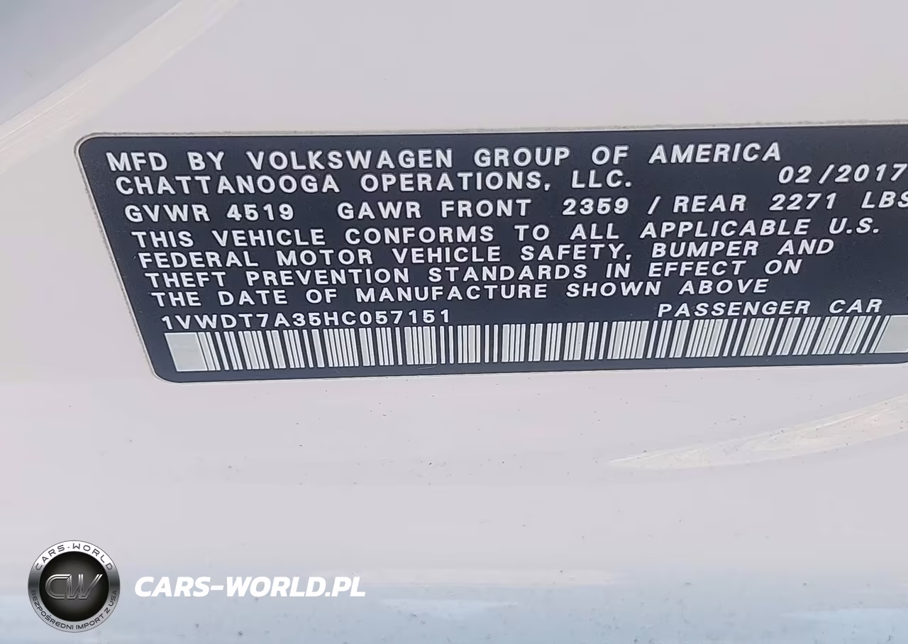 2017 Volkswagen Passat 1.8T R-Line VIN:1VWDT7A35HC057151 - 9