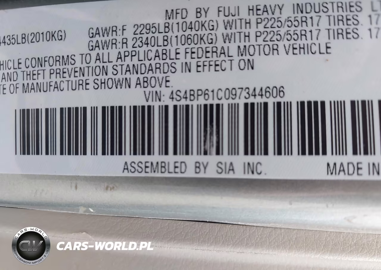 2009 Subaru Outback 2.5I VIN:4S4BP61C097344606 - 9