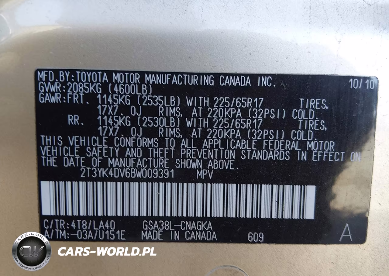 2011 Toyota Rav4 Limited V6 VIN:2T3YK4DV6BW009391 - 9