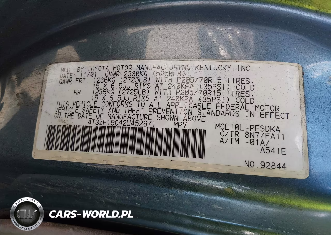 2002 Toyota Sienna Ce VIN:4T3ZF19C42U452671 - 9