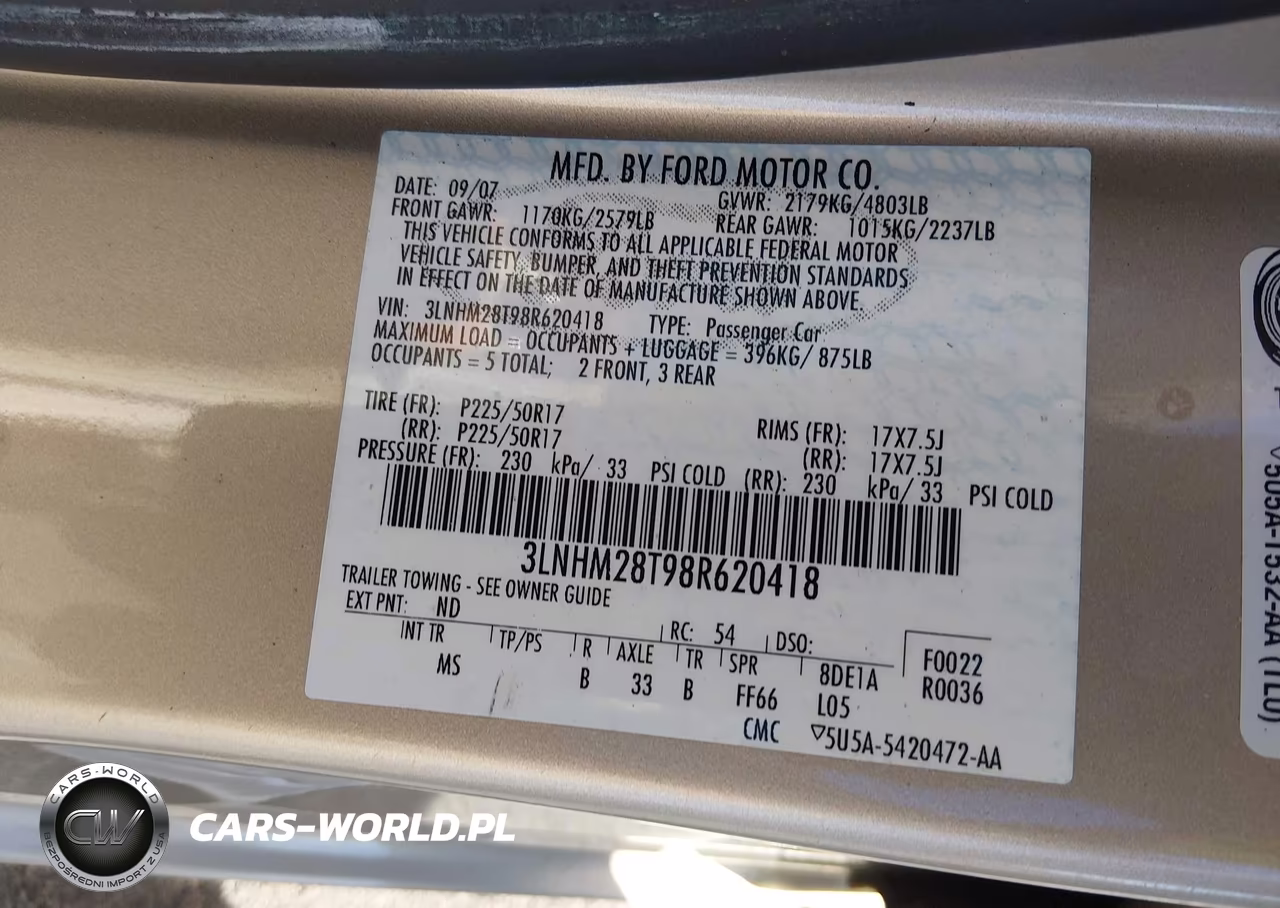 2008 Lincoln Mkz VIN:3LNHM28T98R620418 - 9