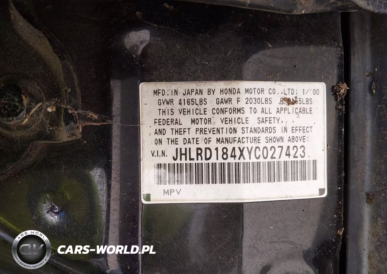 2000 Honda Cr-V Lx VIN:JHLRD184XYC027423 - 9