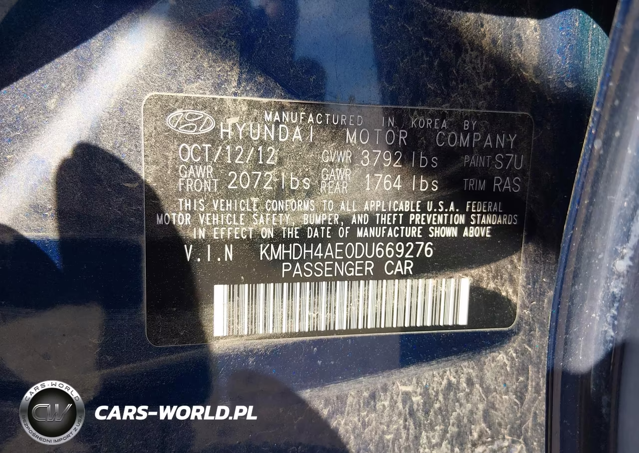 2013 Hyundai Elantra Limited VIN:KMHDH4AE0DU669276 - 9