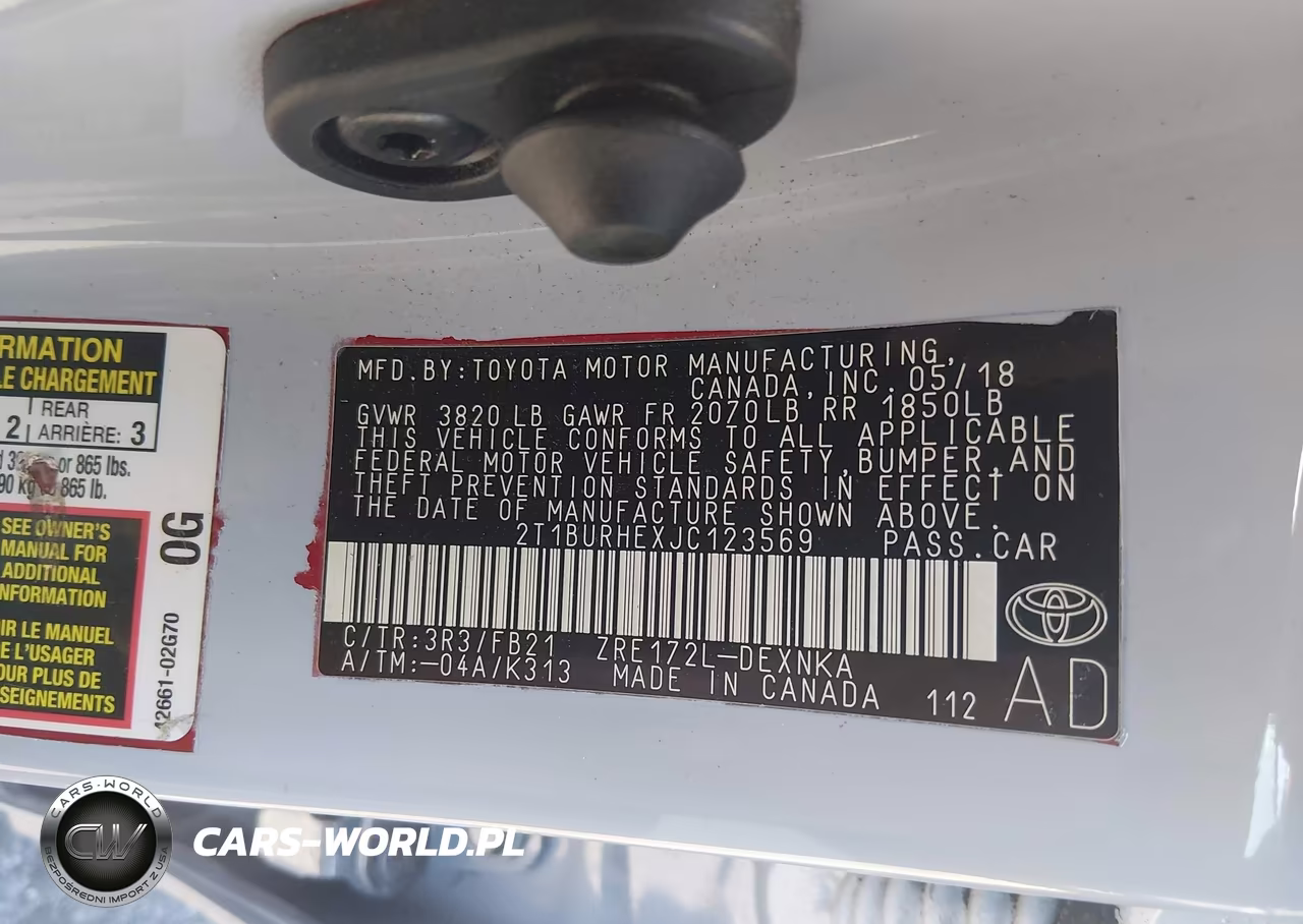 2018 Toyota Corolla Le VIN:2T1BURHEXJC123569 - 9
