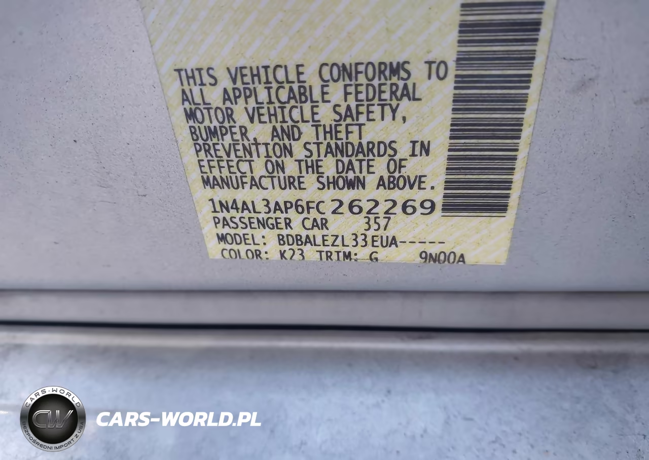 2015 Nissan Altima 2.5-2.5 S-2.5 Sl-2.5 Sv VIN:1N4AL3AP6FC262269 - 9