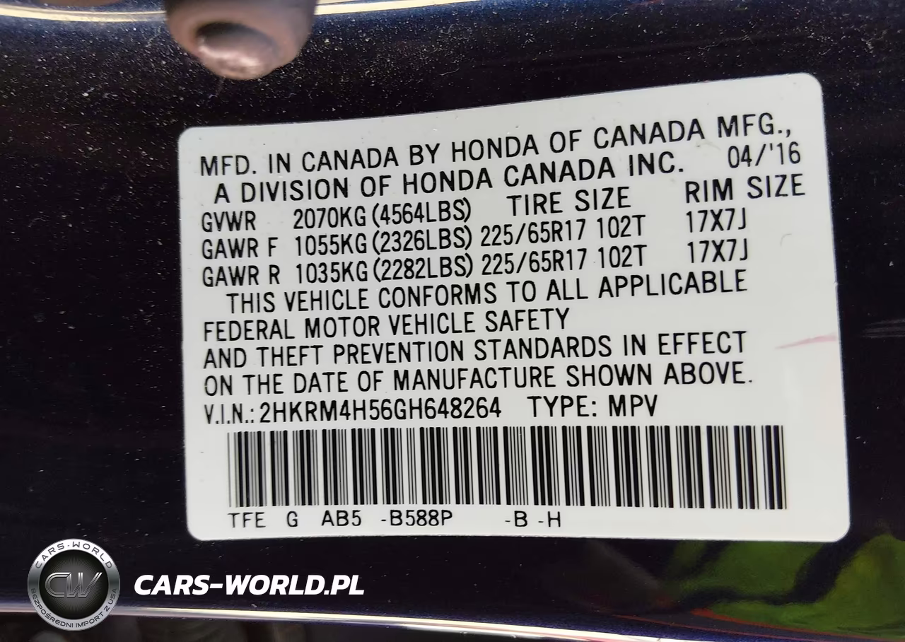 2016 Honda Cr-V Ex VIN:2HKRM4H56GH648264 - 9