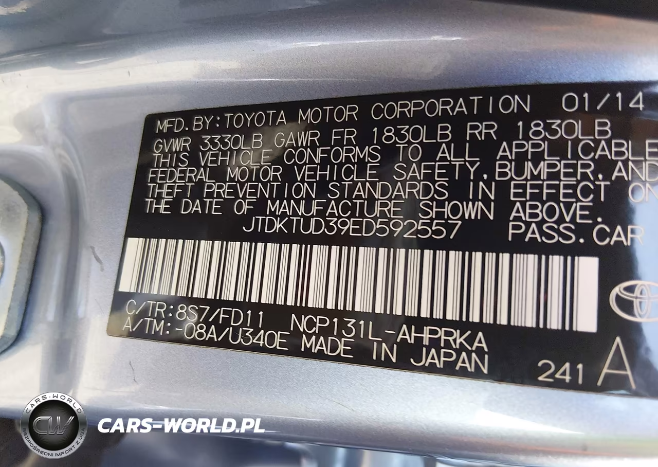 2014 Toyota Yaris Se (Tmc-Cbu Plant) VIN:JTDKTUD39ED592557 - 13