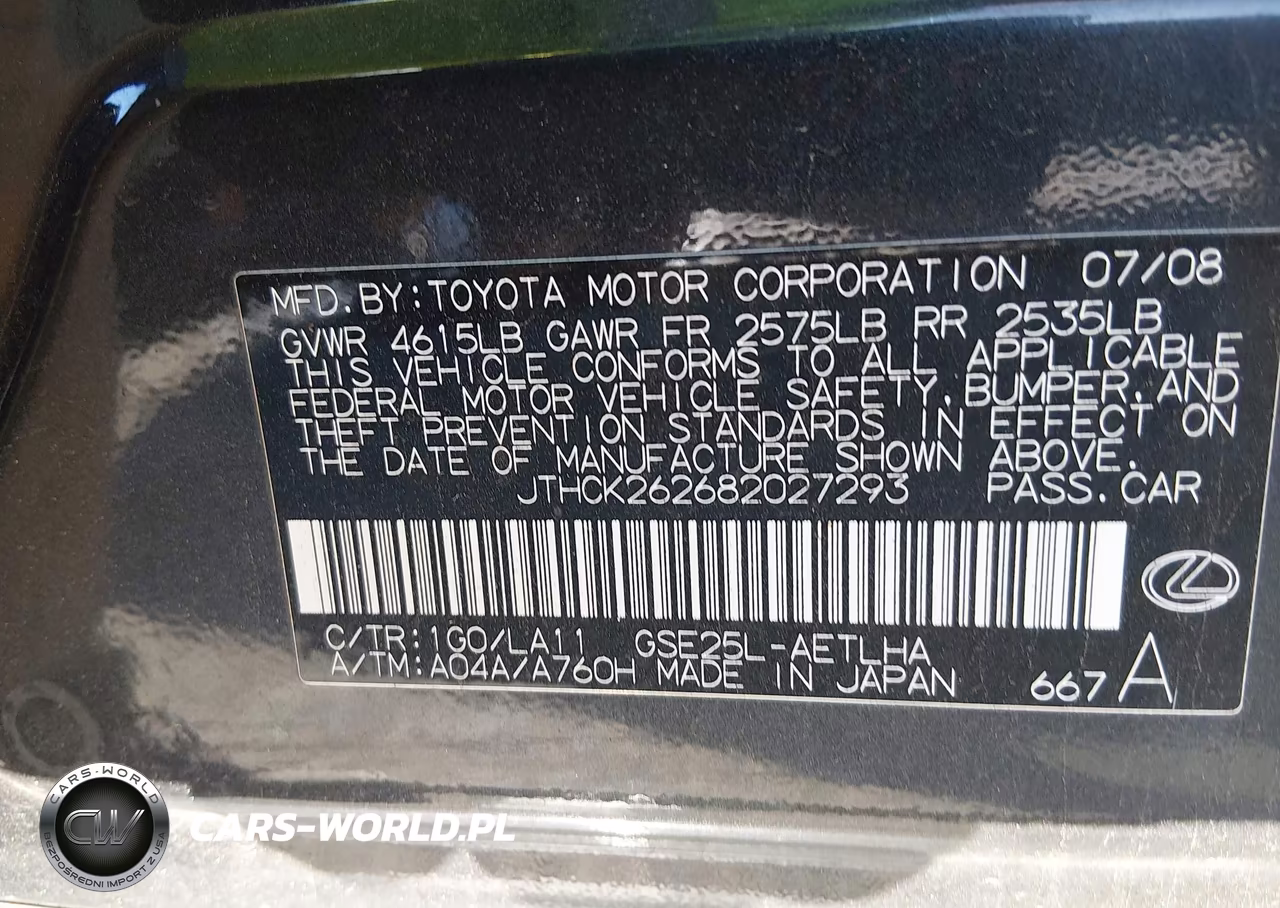 2008 Lexus Is 250 VIN:JTHCK262682027293 - 9