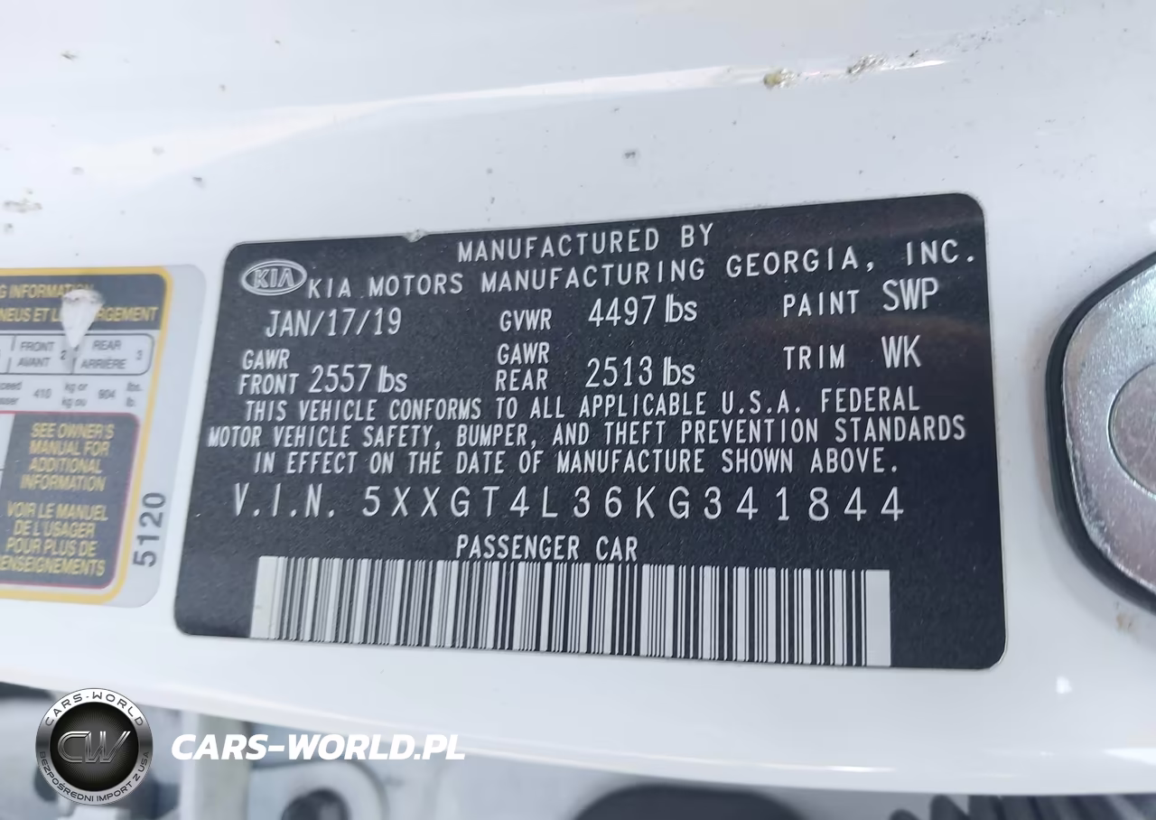 2019 Kia Optima Lx VIN:5XXGT4L36KG341844 - 9