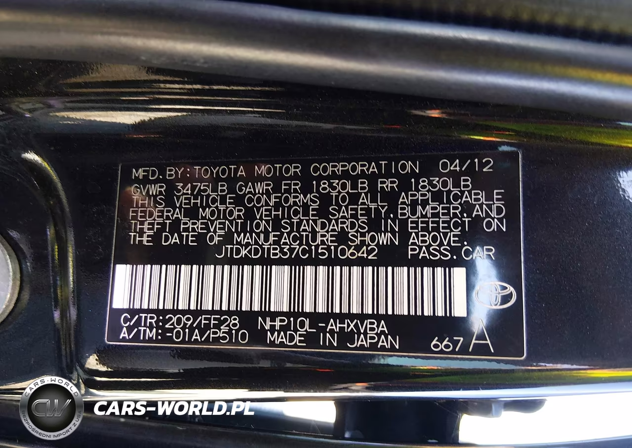 2012 Toyota Prius C Two VIN:JTDKDTB37C1510642 - 9