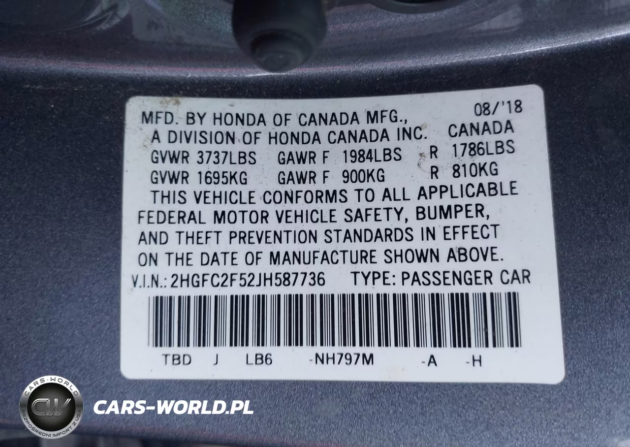 2018 Honda Civic Lx VIN:2HGFC2F52JH587736 - 9