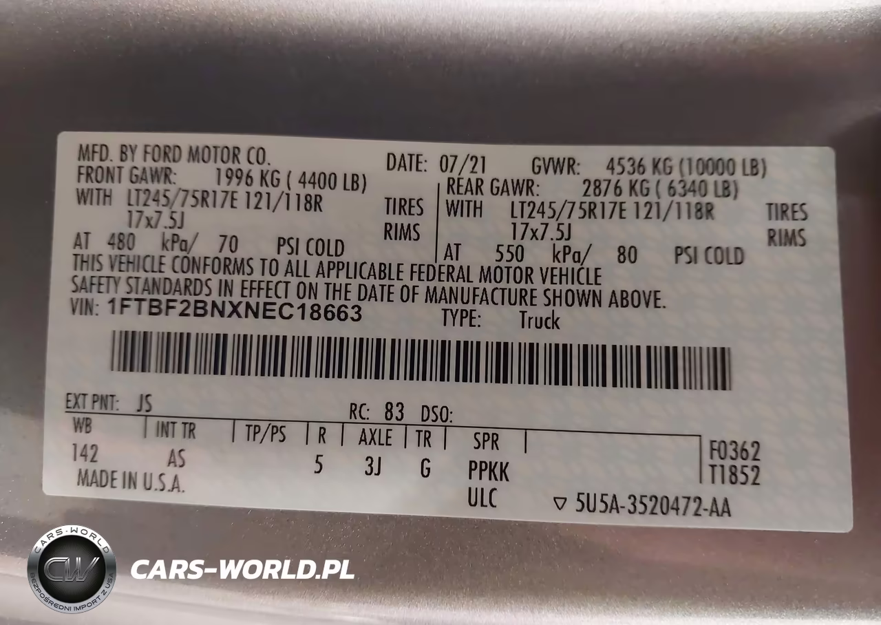 2022 Ford F-250 Xl VIN:1FTBF2BNXNEC18663 - 9