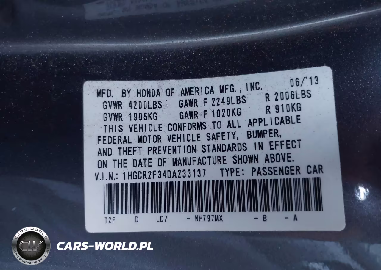 2013 Honda Accord Lx VIN:1HGCR2F34DA233137 - 9