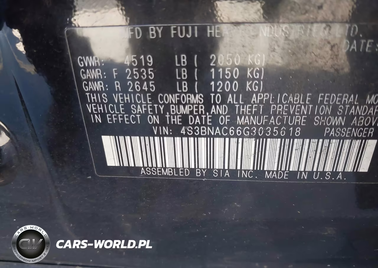 2016 Subaru Legacy 2.5I Premium VIN:4S3BNAC66G3035618 - 9