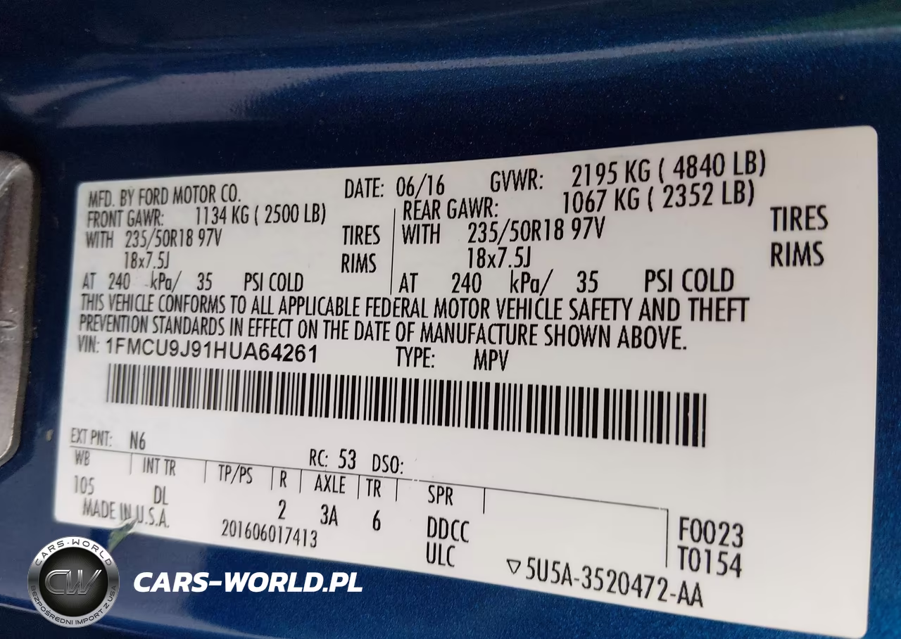 2017 Ford Escape Titanium VIN:1FMCU9J91HUA64261 - 9