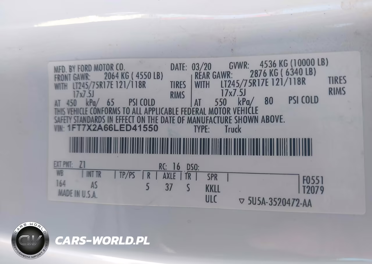 2020 Ford F-250 Xl VIN:1FT7X2A66LED41550 - 9