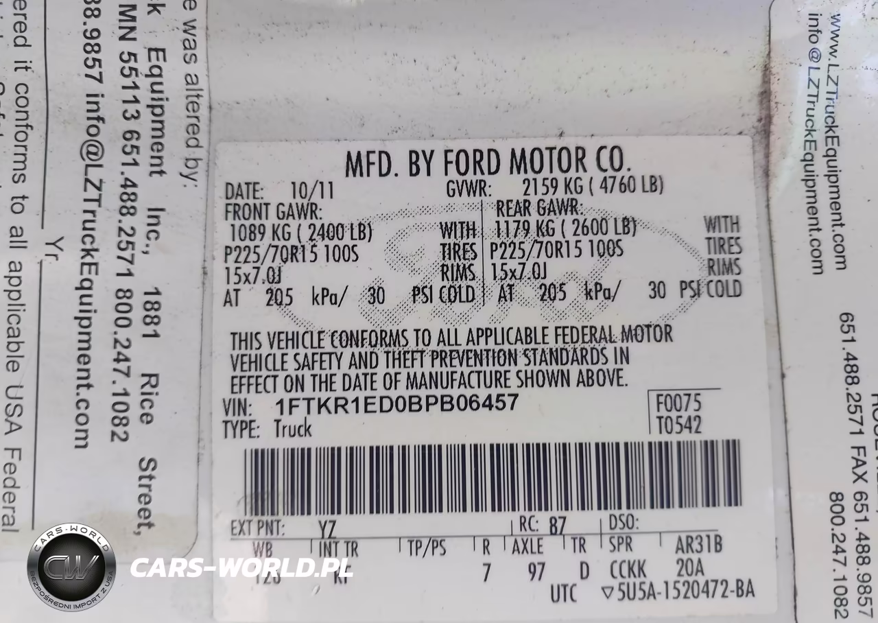 2011 Ford Ranger Xl VIN:1FTKR1ED0BPB06457 - 9