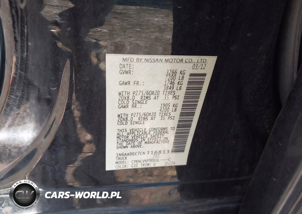 2012 Nissan Titan Sl VIN:1N6AA0EC7CN316813 - 9