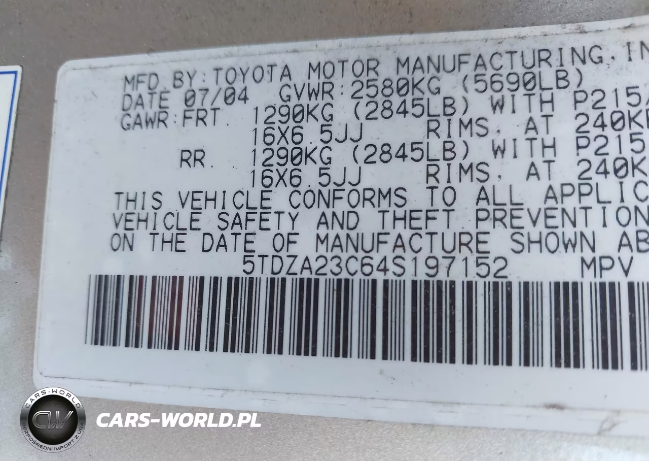 2004 Toyota Sienna Le VIN:5TDZA23C64S197152 - 9