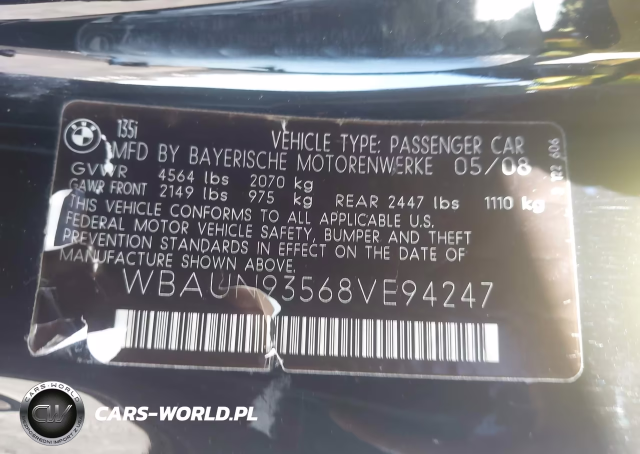 2008 BMW 135I VIN:WBAUN93568VE94247 - 9