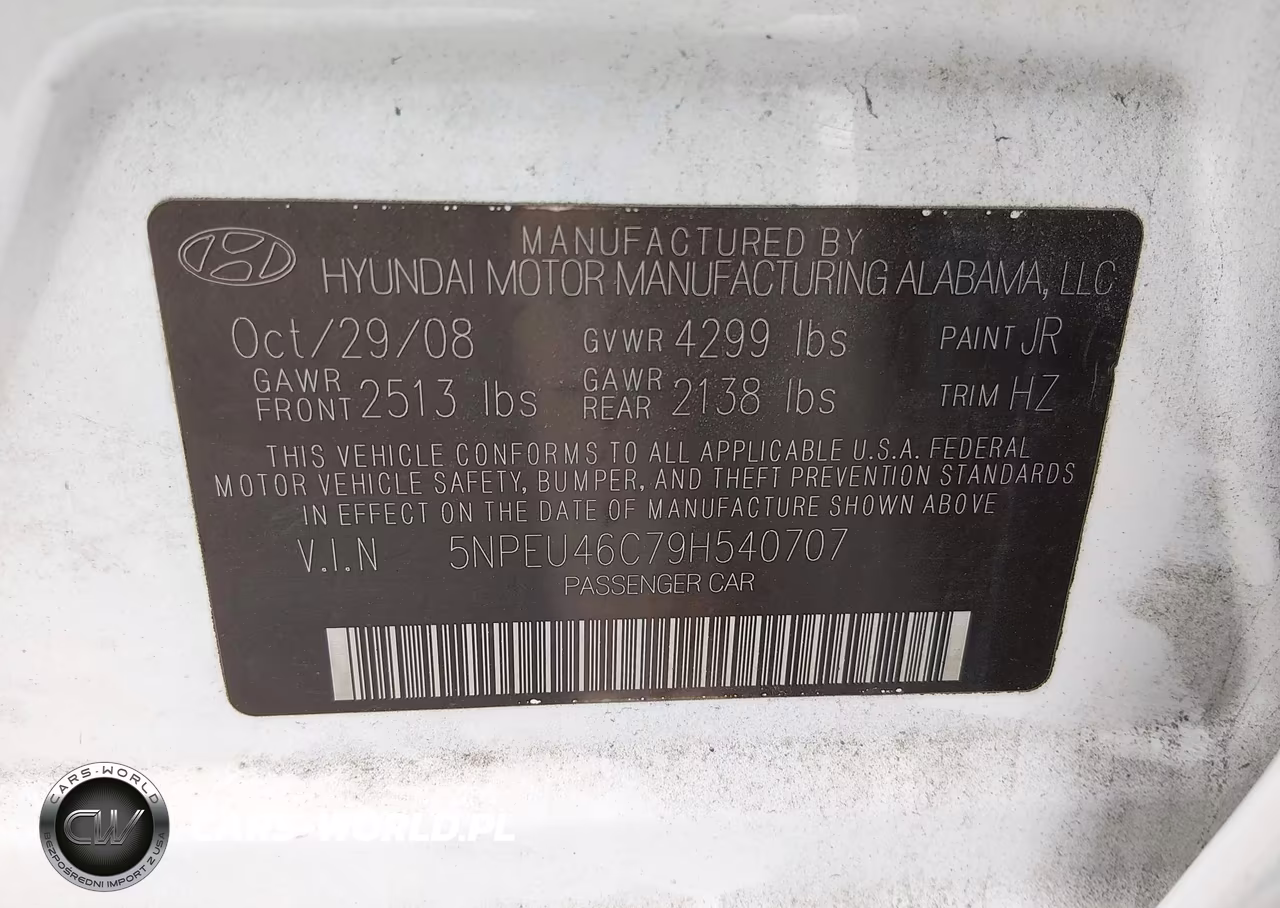 2009 Hyundai Sonata Se VIN:5NPEU46C79H540707 - 9
