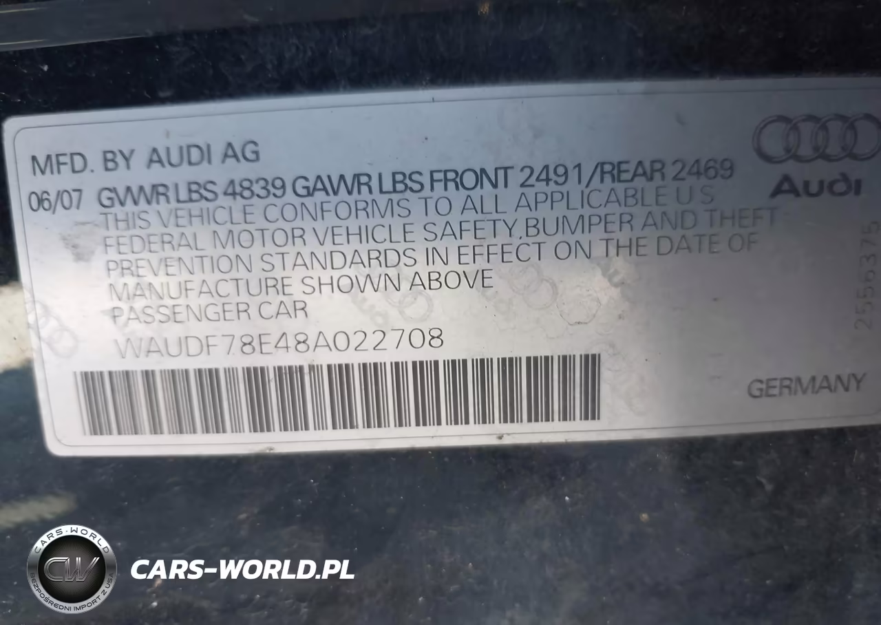 2008 Audi A4 2.0T VIN:WAUDF78E48A022708 - 9