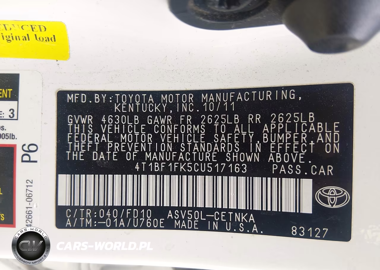 2012 Toyota Camry Le VIN:4T1BF1FK5CU517163 - 9