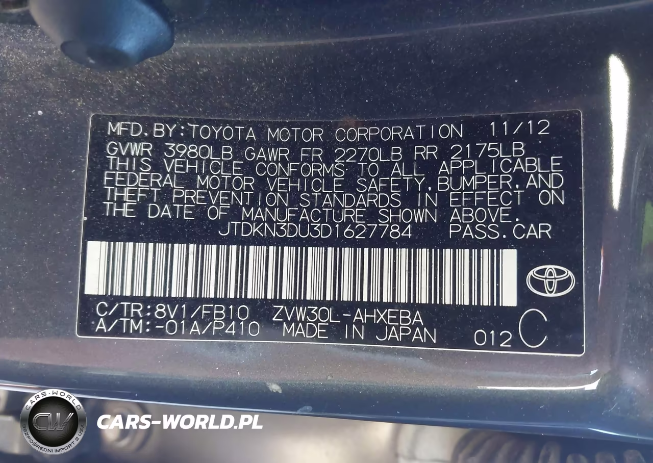2013 Toyota Prius Three VIN:JTDKN3DU3D1627784 - 9