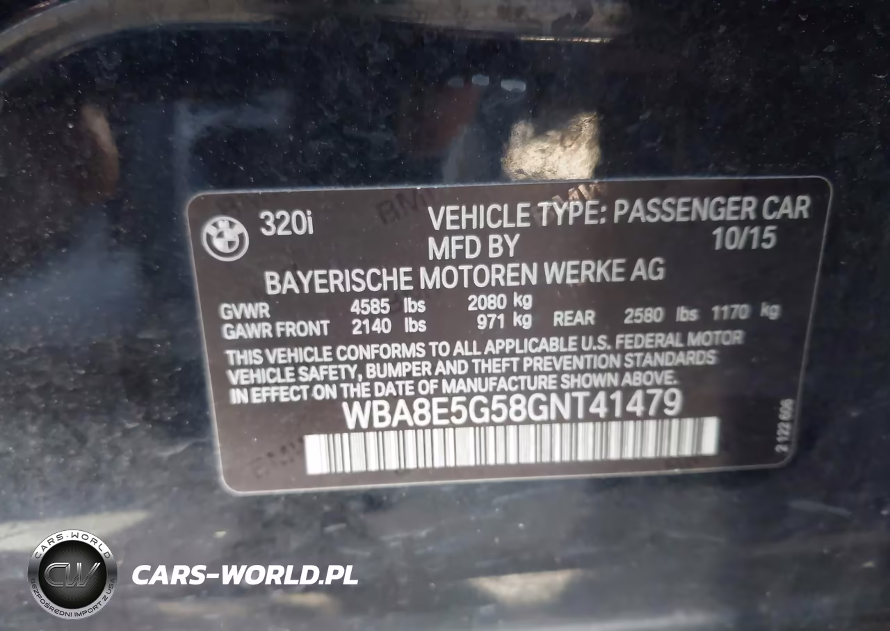 2016 BMW 320I xDrive VIN:WBA8E5G58GNT41479 - 9