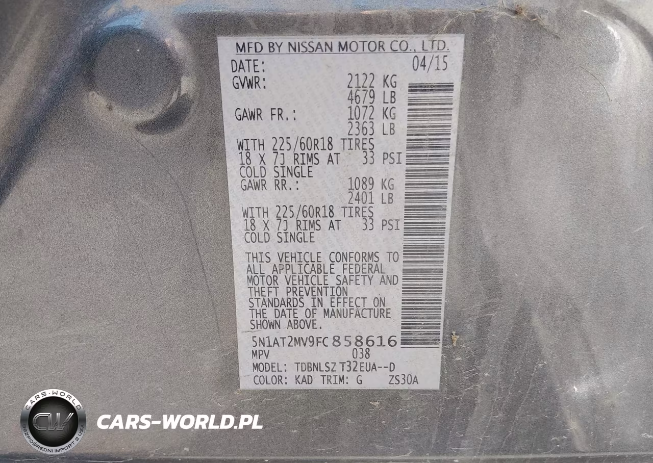 2015 Nissan Rogue Sl VIN:5N1AT2MV9FC858616 - 9