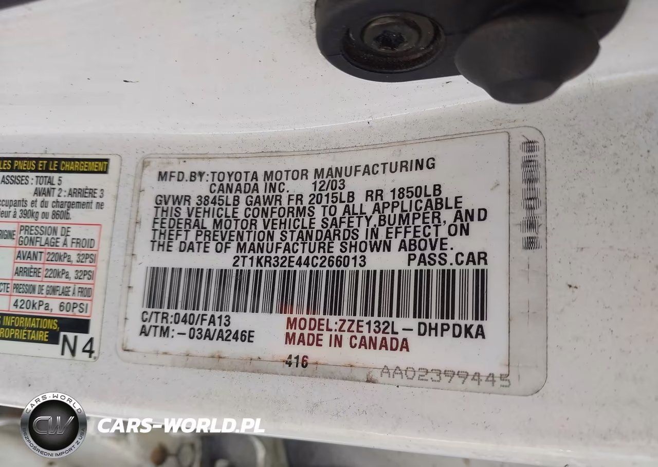 2004 Toyota Matrix Standard VIN:2T1KR32E44C266013 - 9