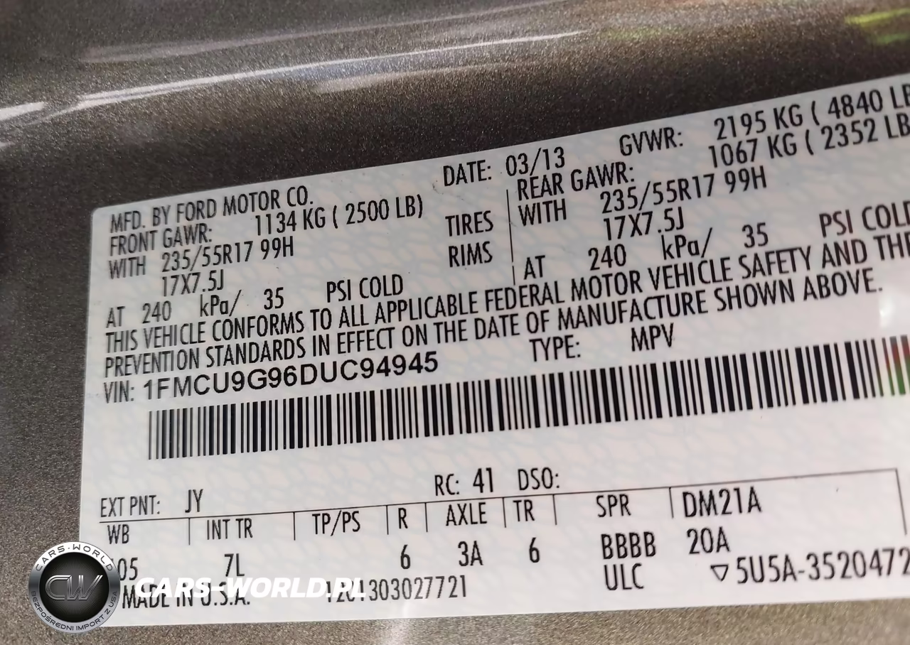 2013 Ford Escape Se VIN:1FMCU9G96DUC94945 - 9