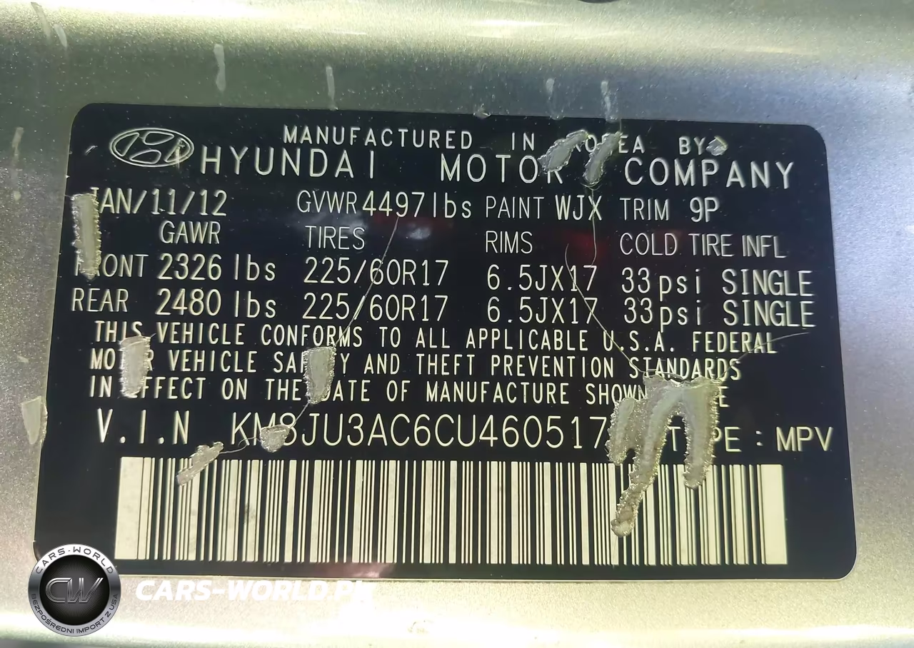 2012 Hyundai Tucson Gls VIN:KM8JU3AC6CU460517 - 9