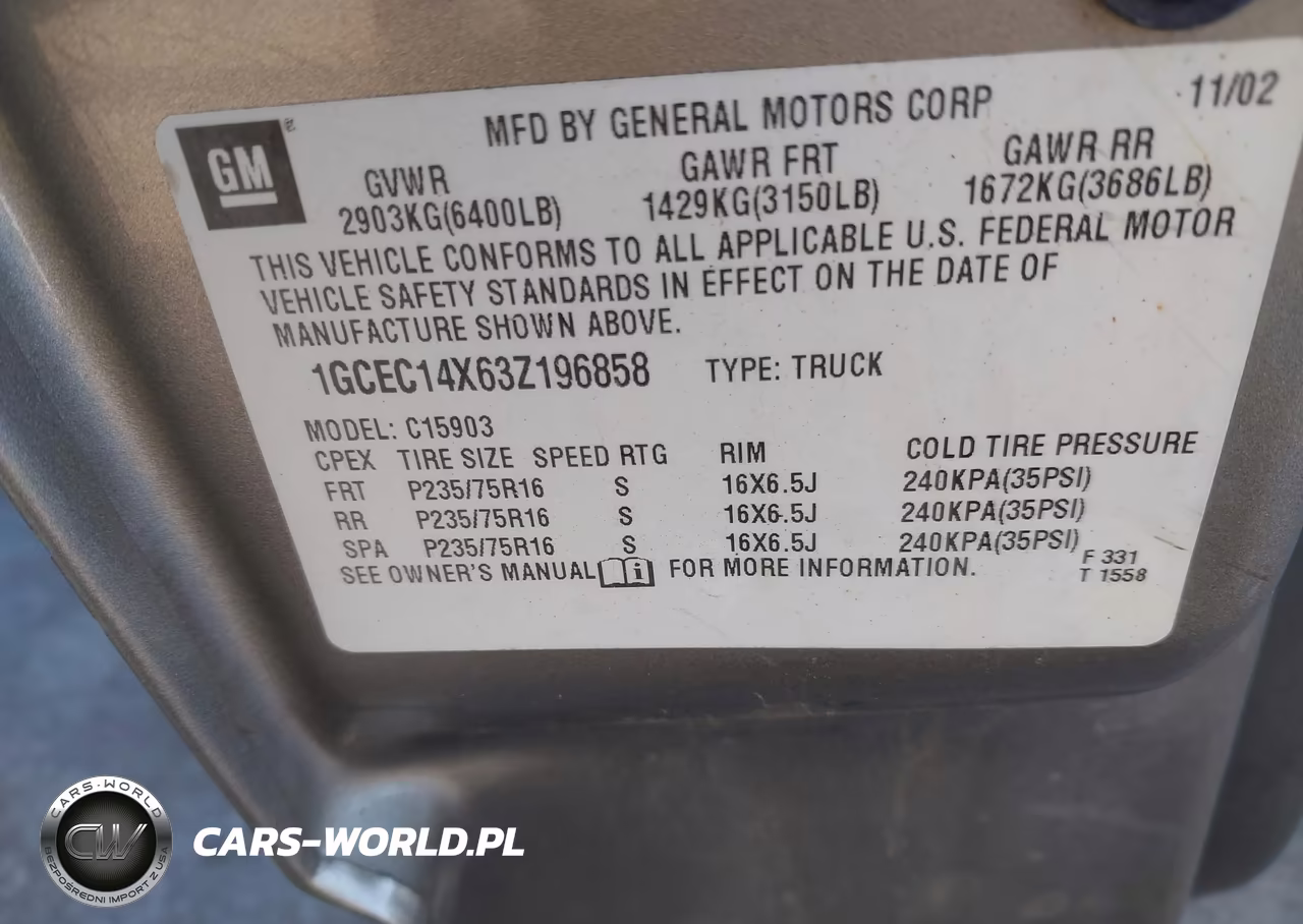 2003 Chevrolet Silverado 1500 Work Truck VIN:1GCEC14X63Z196858 - 9