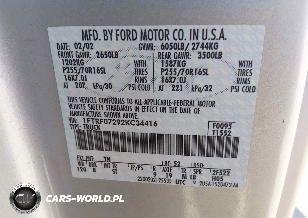 2002 Ford F-150 Xl-Xlt VIN:1FTRF07292KC34416 - 9