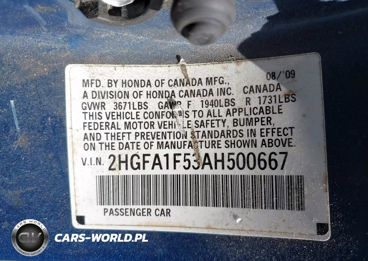 2010 Honda Civic Lx VIN:2HGFA1F53AH500667 - 9