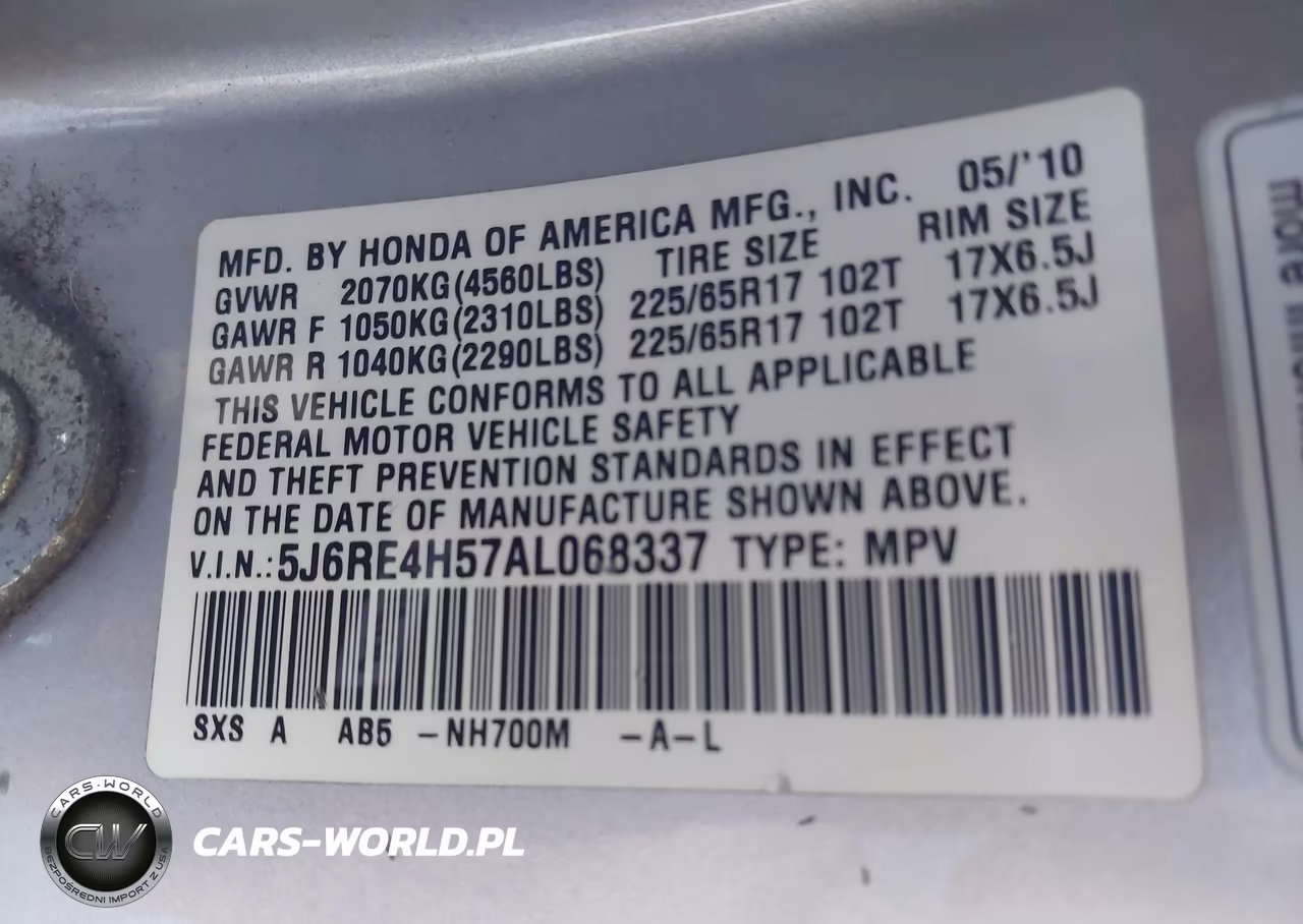 2010 Honda Cr-V Ex VIN:5J6RE4H57AL068337 - 9