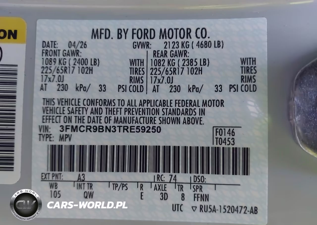 2026 Ford Bronco Sport Big Bend VIN:3FMCR9BN3TRE59250 - 9