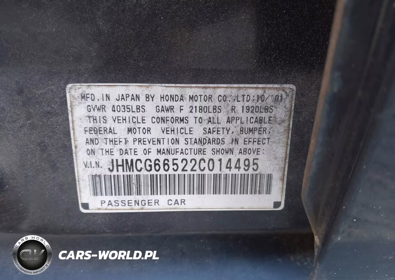 2002 Honda Accord 2.3 Lx VIN:JHMCG66522C014495 - 9